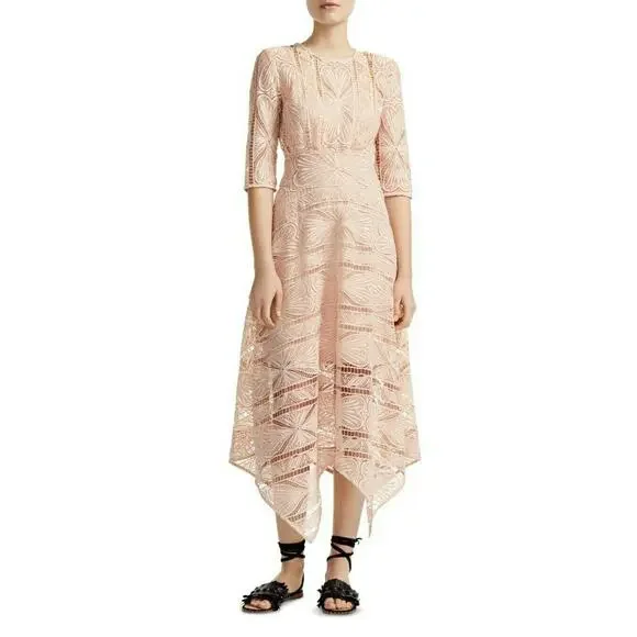 Skater Dress Maje Guipure Lace Dress MAJE Ripaz Guipure Lace Midi Hanky Hem  Career Cocktail Dress